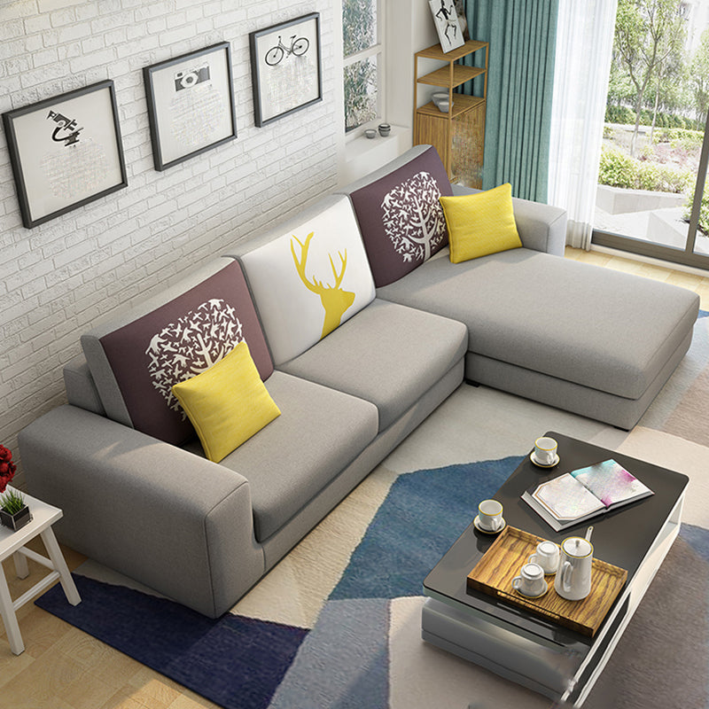 27.56"H Square Arm Sectional Removable Cushions Sofa and Chaise