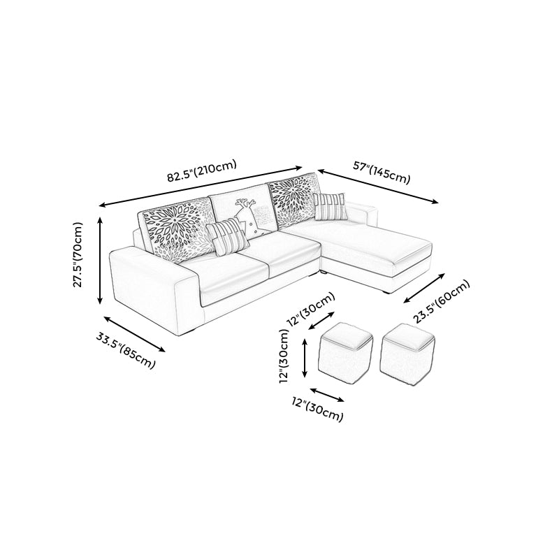 27,56 "H Square Arm Sectional Abnehmbares Kissen Sofa und Chaise