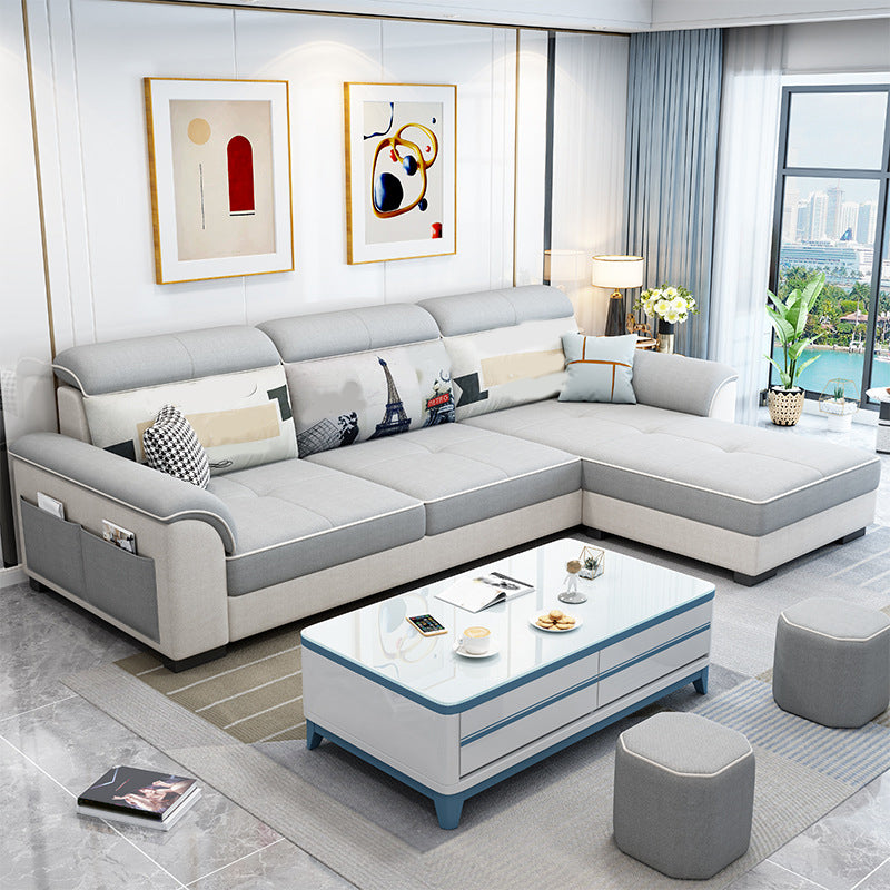 Modern Living Room 3-seat Sofa Flared Arm Sectionals with Ottoman Included