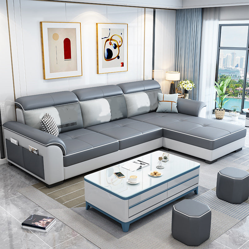 Modern Living Room 3-seat Sofa Flared Arm Sectionals with Ottoman Included