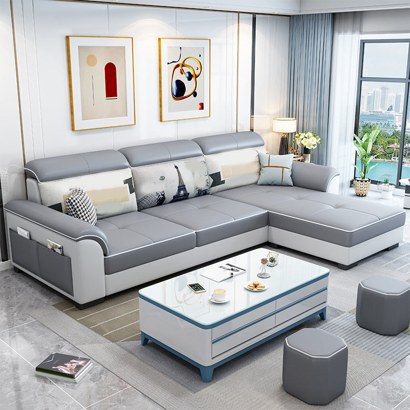 Modern Living Room 3-seat Sofa Flared Arm Sectionals with Ottoman Included