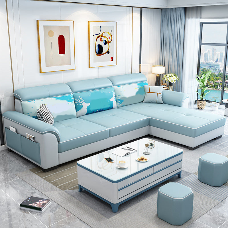 Modern Living Room 3-seat Sofa Flared Arm Sectionals with Ottoman Included