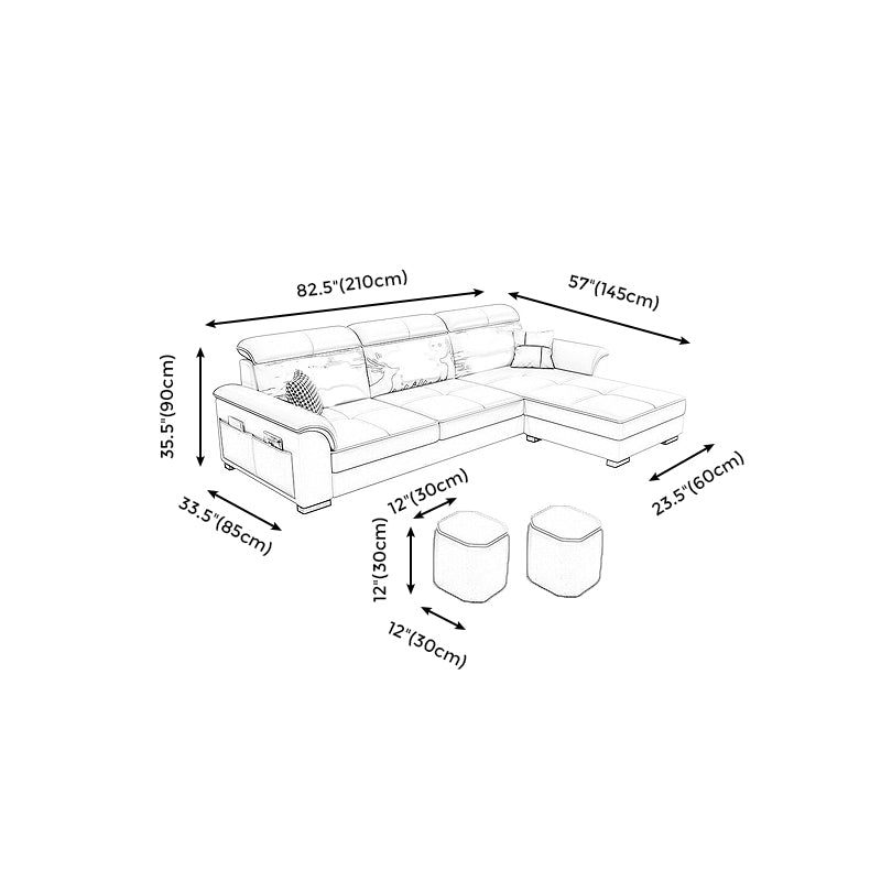 Moderne woonkamer 3-zitplaatsen bank uitlopende arm sectionals met Ottomaanse inbegrepen