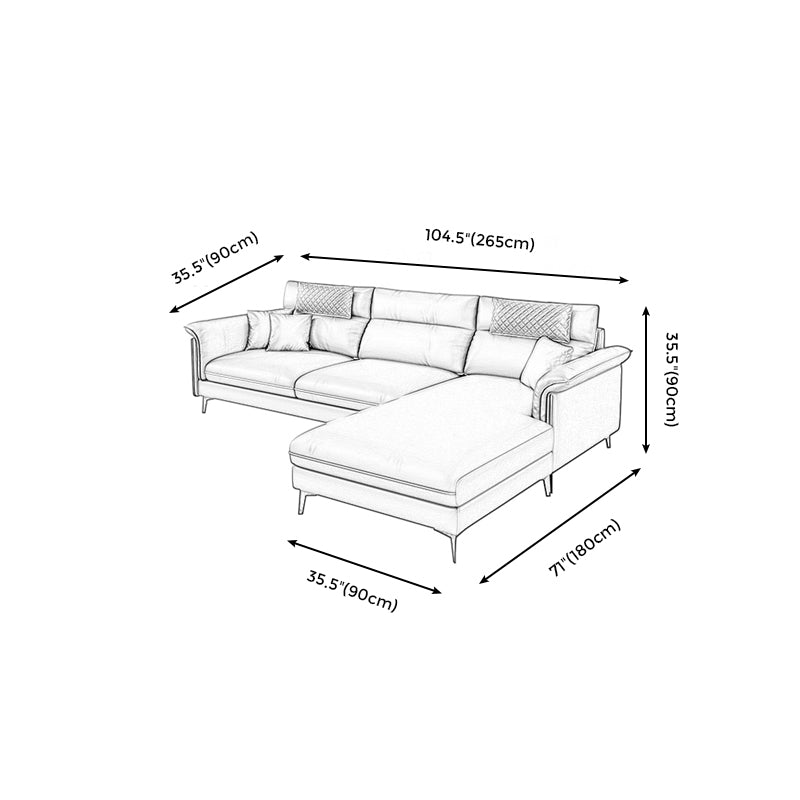 Contemporary Sofa Faux Leather Pillow Top Arm Sectional with Removable Cushions