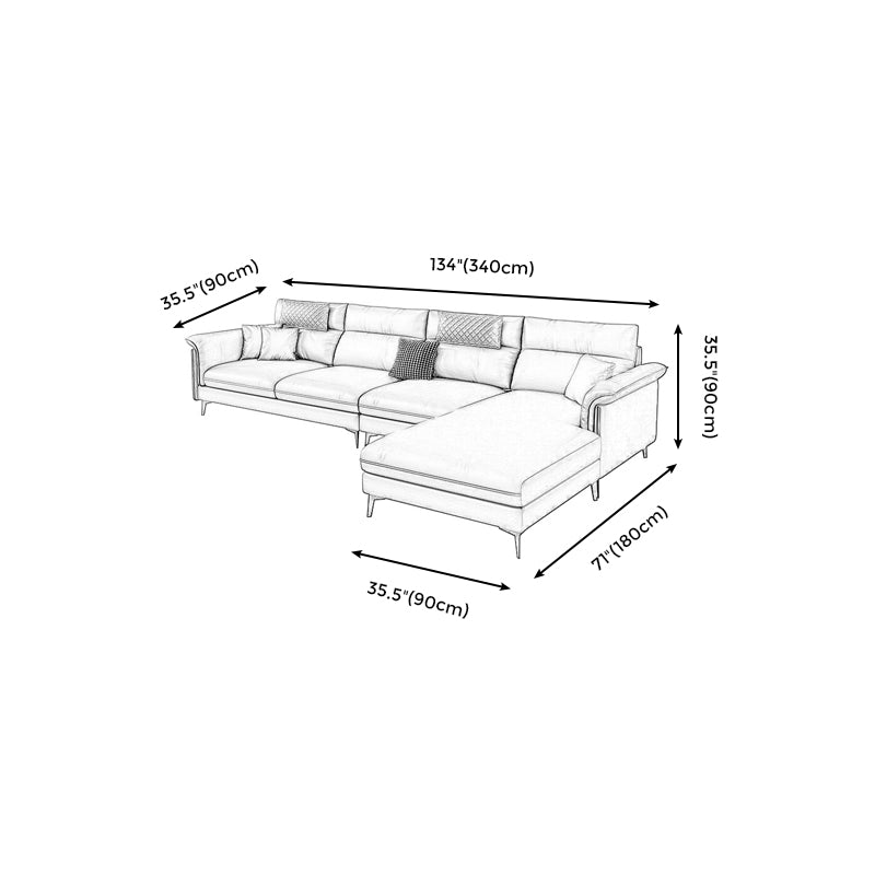 Contemporary Sofa Faux Leather Pillow Top Arm Sectional with Removable Cushions