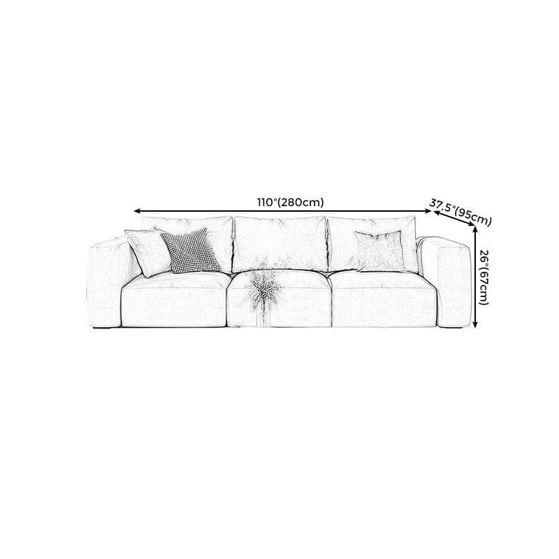 Square Arm Cream Cushion Back Sectional Contemporary Stain-Resistant Sofa