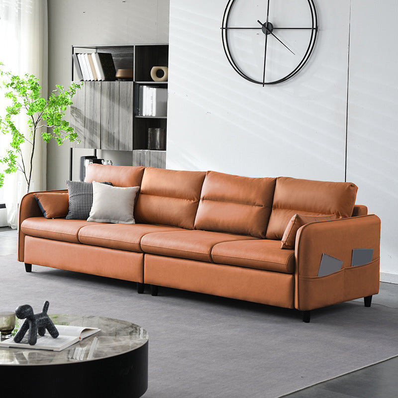 Modern Square Arm Sofa 4-Seat Couch with Pillow Back Cushions and Storage