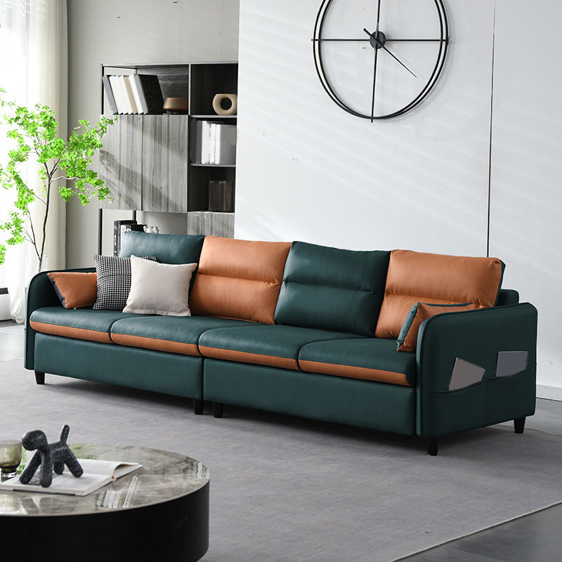 Modern Square Arm Sofa 4-Seat Couch with Pillow Back Cushions and Storage