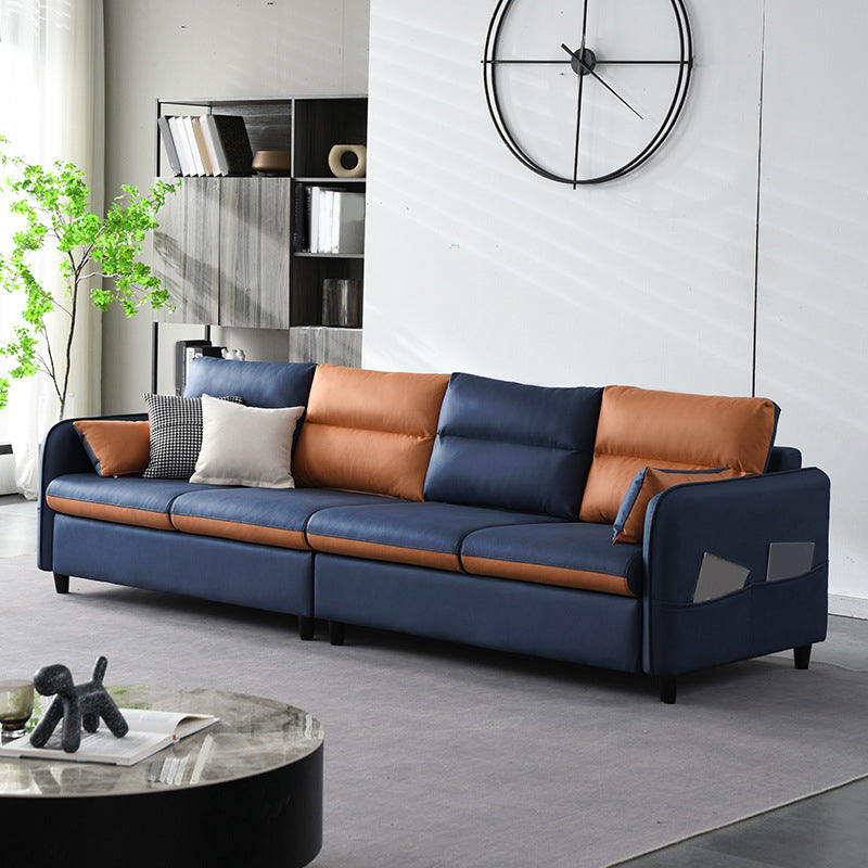 Modern Square Arm Sofa 4-Seat Couch with Pillow Back Cushions and Storage