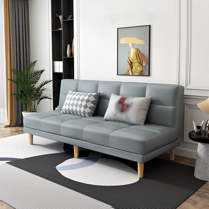 Armless Tight Back Bed Settee Cotton Blend and Faux Leather Sofa Bed