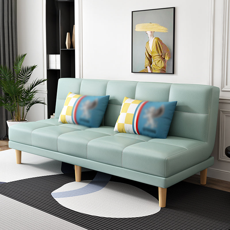 Armless Tight Back Bed Settee Cotton Blend and Faux Leather Sofa Bed