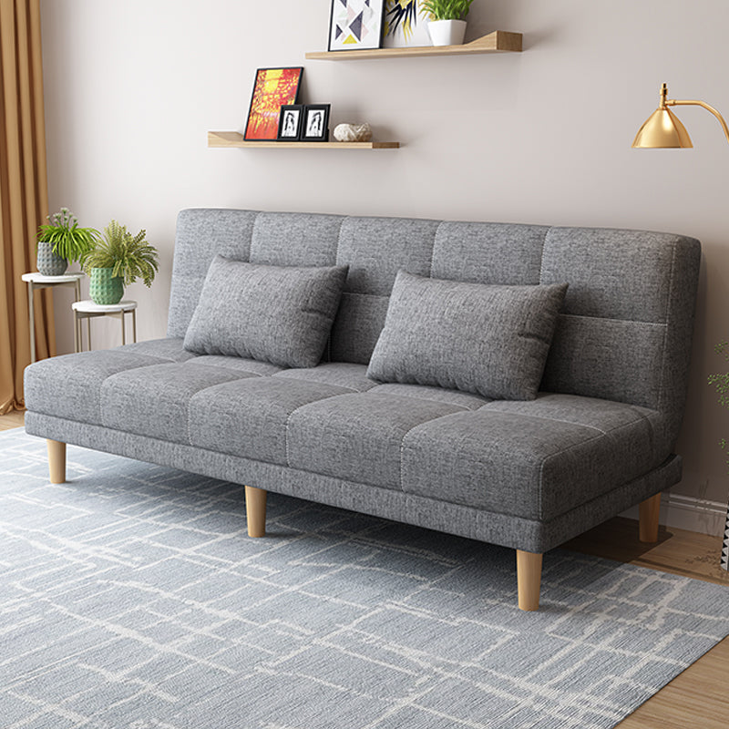 Armless Tight Back Bed Settee Cotton Blend and Faux Leather Sofa Bed