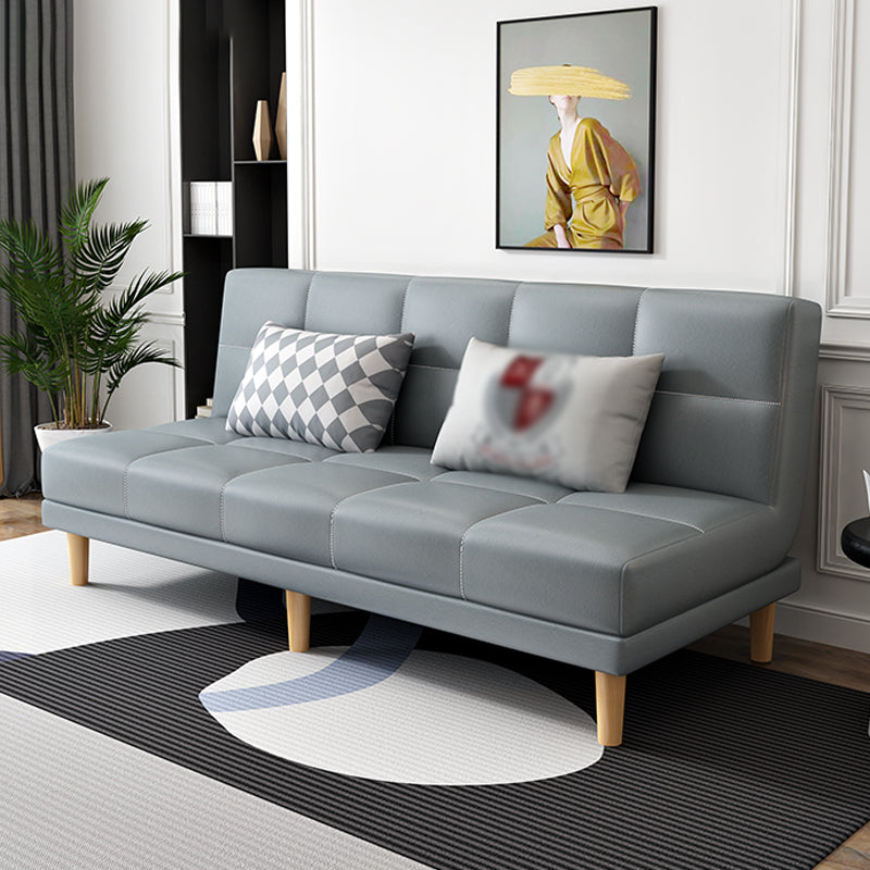 Armless Tight Back Bed Settee Cotton Blend and Faux Leather Sofa Bed