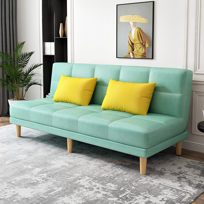 Armless Tight Back Bed Settee Cotton Blend and Faux Leather Sofa Bed