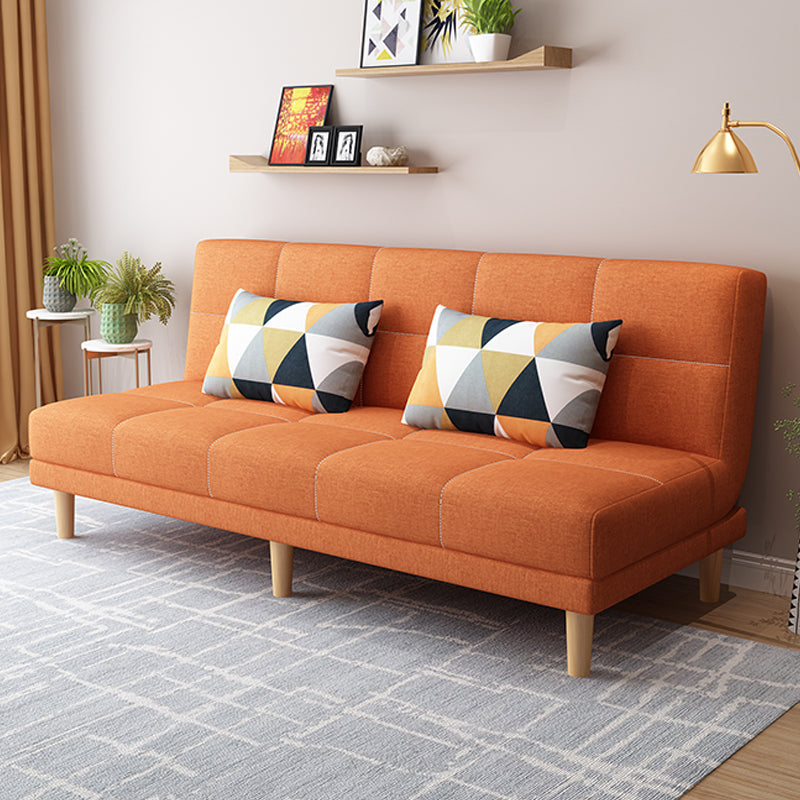 Armless Tight Back Bed Settee Cotton Blend and Faux Leather Sofa Bed
