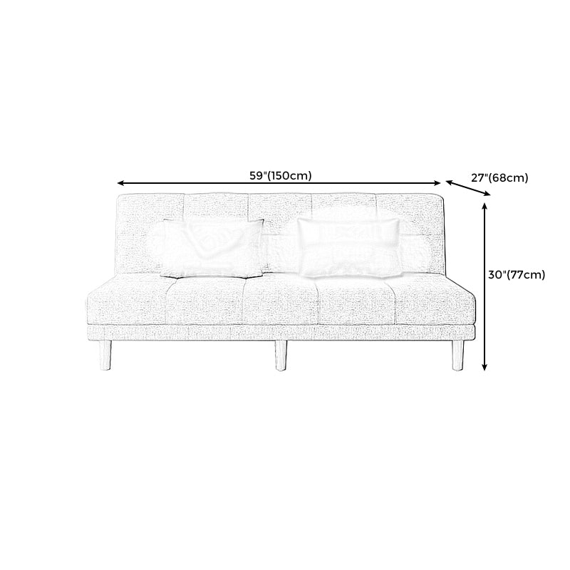 Armless Tight Back Bed Settee Cotton Blend and Faux Leather Sofa Bed
