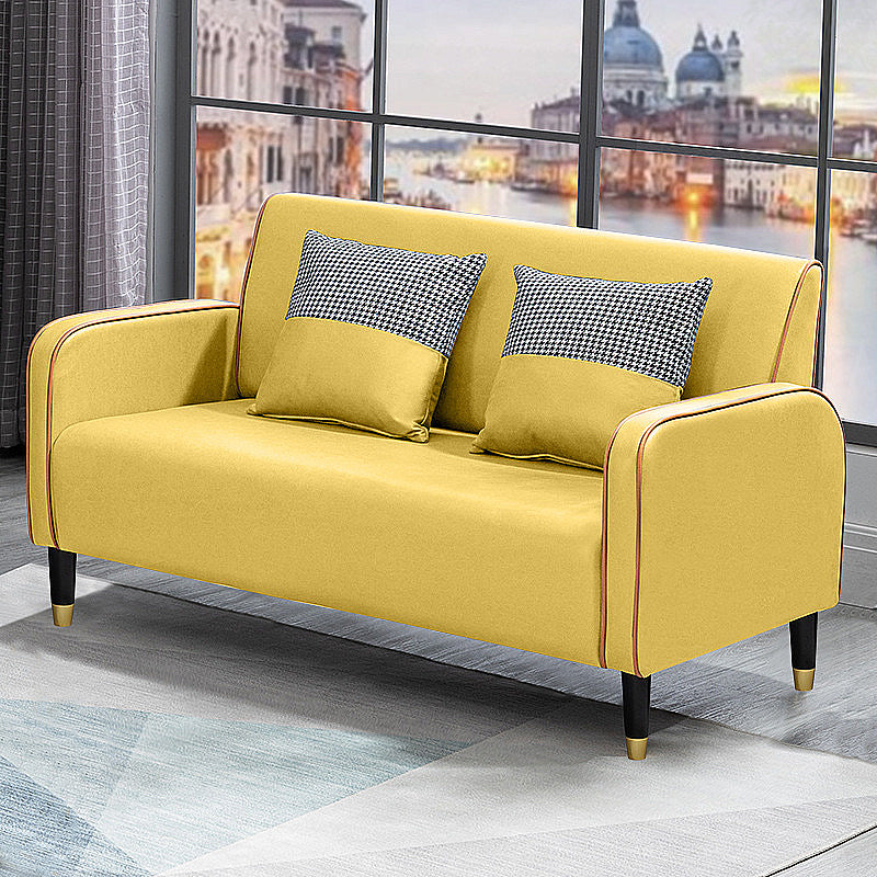 Scandinavian Tight Back Sofa Square Arm Loveseat with 4 Wooden Legs