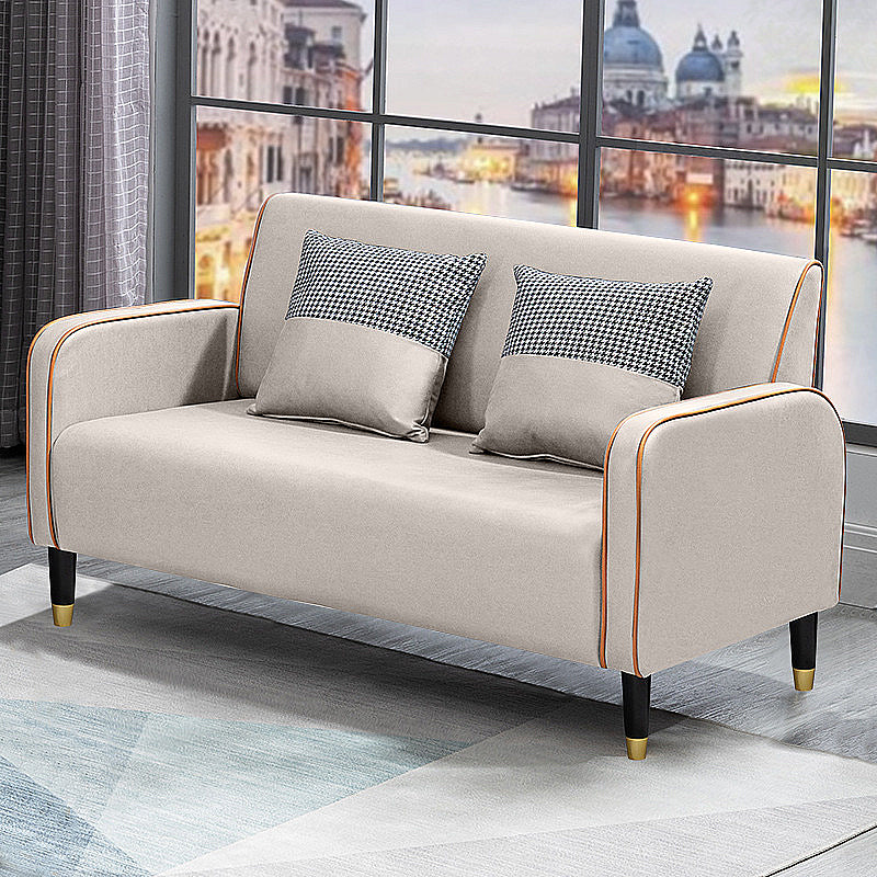 Scandinavian Tight Back Sofa Square Arm Loveseat with 4 Wooden Legs