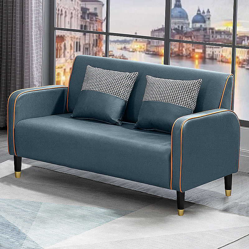 Scandinavian Tight Back Sofa Square Arm Loveseat with 4 Wooden Legs