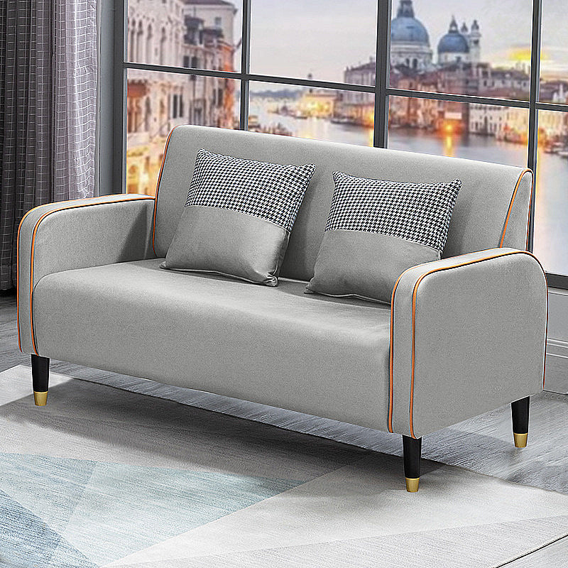 Scandinavian Tight Back Sofa Square Arm Loveseat with 4 Wooden Legs