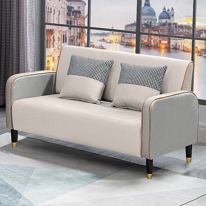 Scandinavian Tight Back Sofa Square Arm Loveseat with 4 Wooden Legs