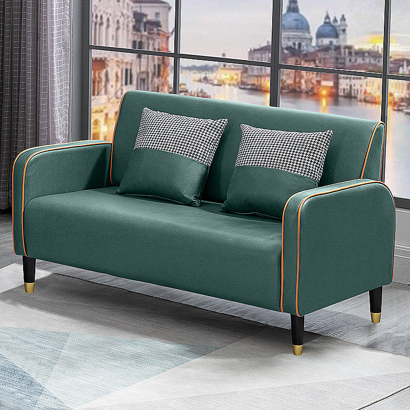 Scandinavian Tight Back Sofa Square Arm Loveseat with 4 Wooden Legs