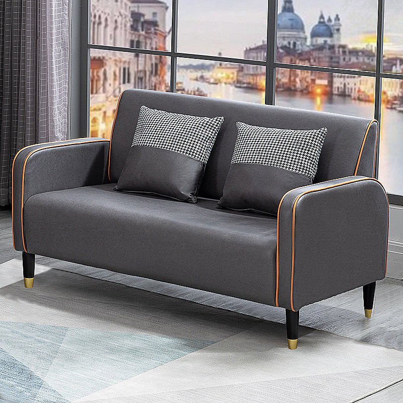 Scandinavian Tight Back Sofa Square Arm Loveseat with 4 Wooden Legs