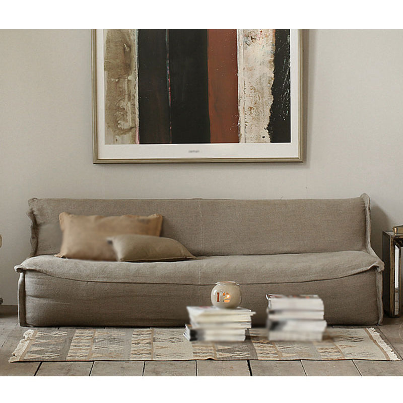Cotton Blend/ Faux Leather Sofa Armless Settee for Three People
