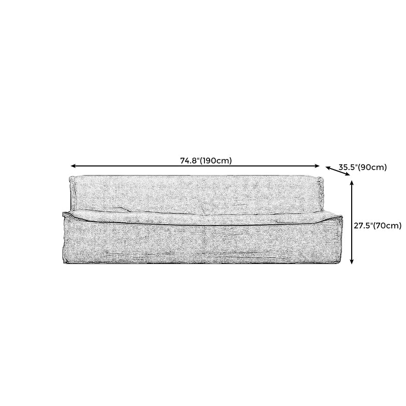 Cotton Blend/ Faux Leather Sofa Armless Settee for Three People