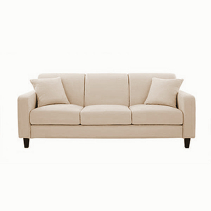 Contemporary Velvet/Linen Couch Square Arm Sofa with Loose Back