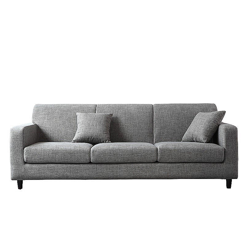 Contemporary Velvet/Linen Couch Square Arm Sofa with Loose Back