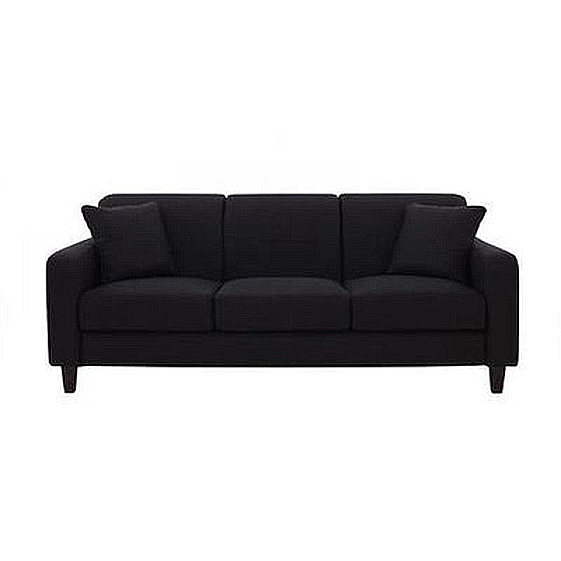 Contemporary Velvet/Linen Couch Square Arm Sofa with Loose Back