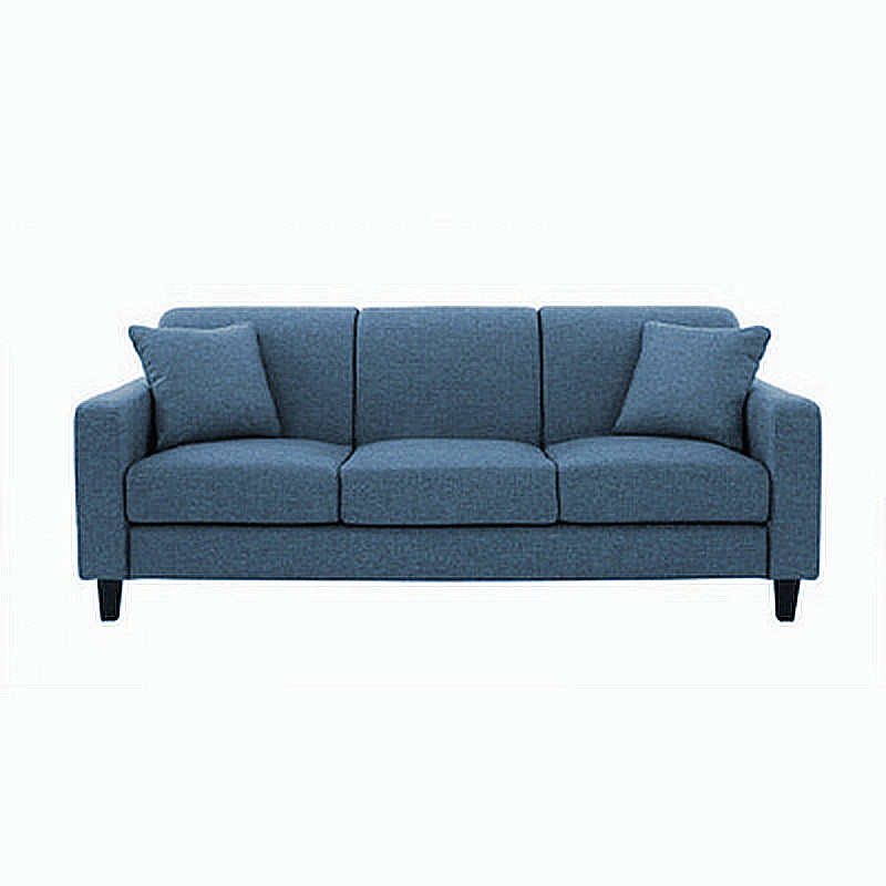 Contemporary Velvet/Linen Couch Square Arm Sofa with Loose Back