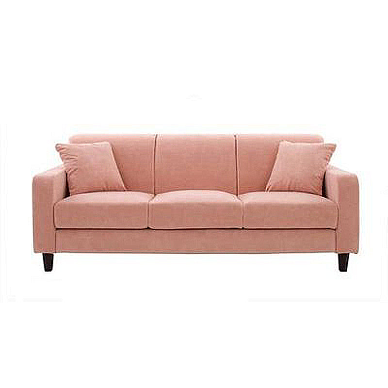 Contemporary Velvet/Linen Couch Square Arm Sofa with Loose Back