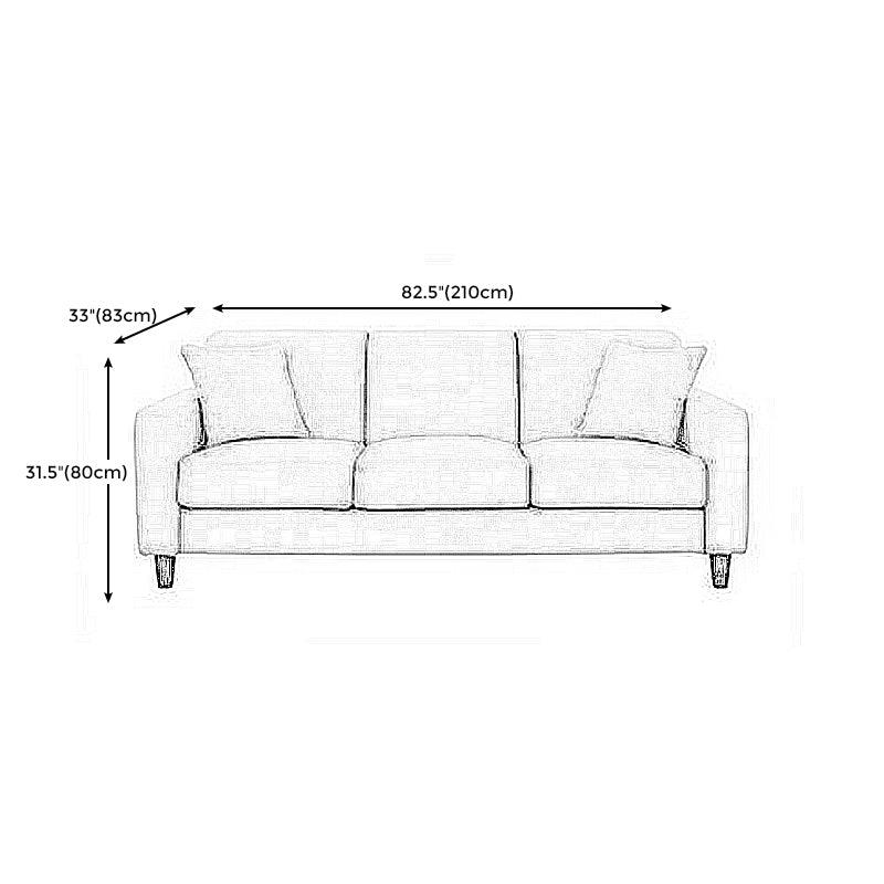 Contemporary Velvet/Linen Couch Square Arm Sofa with Loose Back