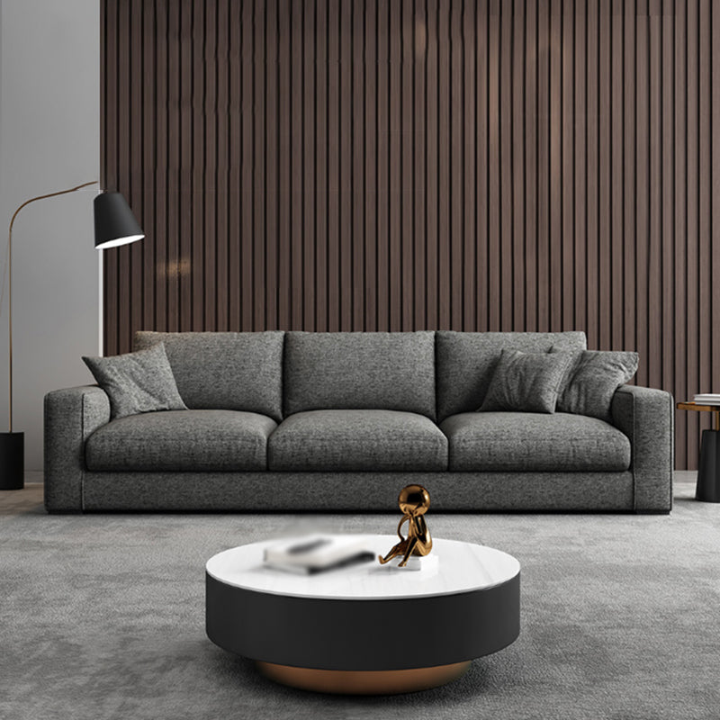 Living Room Gray Stationary Sofa Recessed Arm Standard Cushions Couch