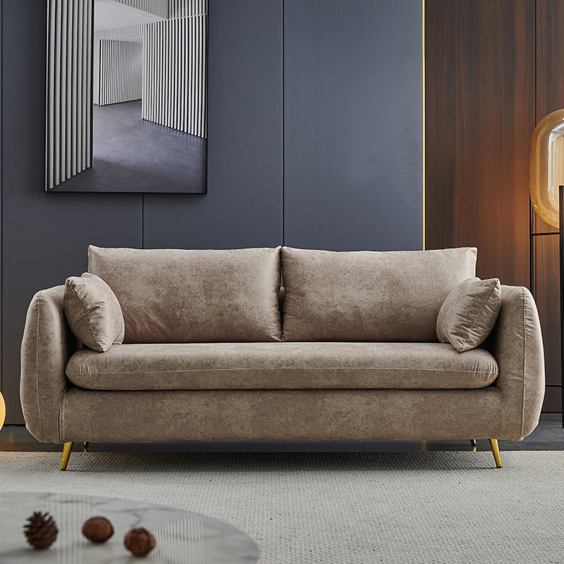Faux Leather Square Arm Loveseat Sewn Pillow Back Sofa with Storage