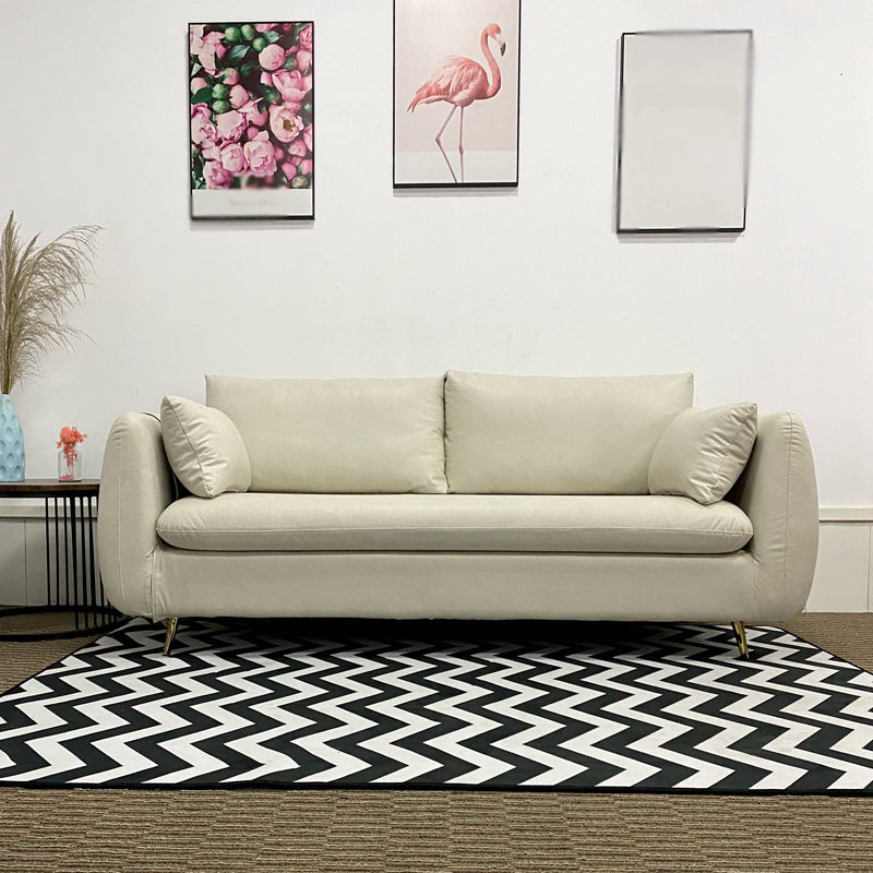 Faux Leather Square Arm Loveseat Sewn Pillow Back Sofa with Storage