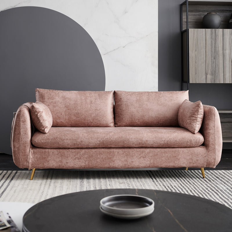 Faux Leather Square Arm Loveseat Sewn Pillow Back Sofa with Storage