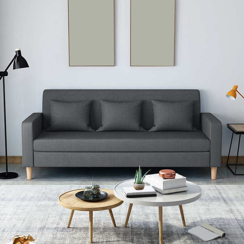 Contemporary 3-seater Sofa Square Arm Settee with Three Pillow Back