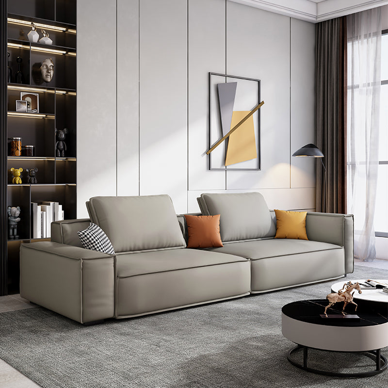 Faux Leather Living Room 3-seater Sofa Square Arm Standard Cushions Settee