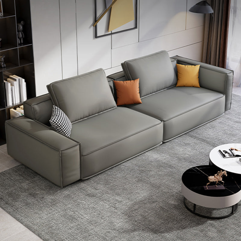 Faux Leather Living Room 3-seater Sofa Square Arm Standard Cushions Settee