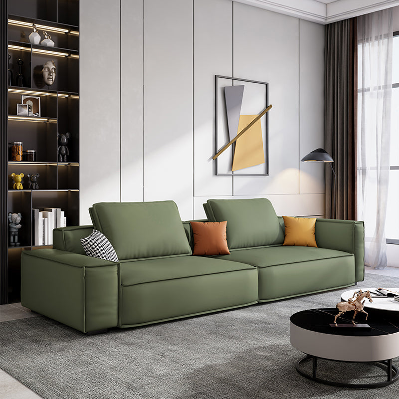 Faux Leather Living Room 3-seater Sofa Square Arm Standard Cushions Settee