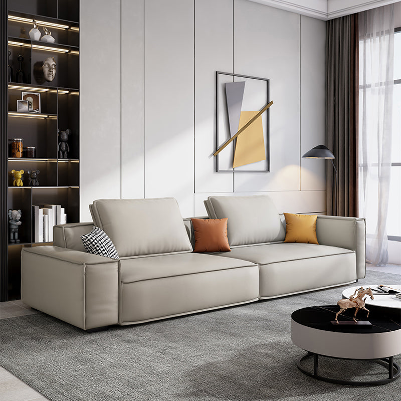 Faux Leather Living Room 3-seater Sofa Square Arm Standard Cushions Settee