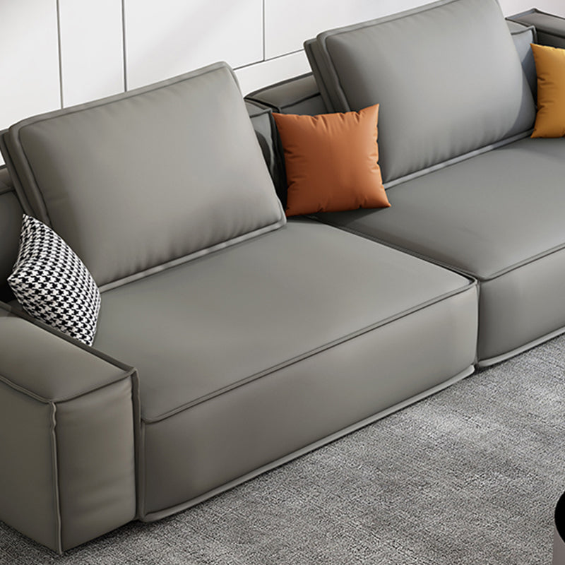 Faux Leather Living Room 3-seater Sofa Square Arm Standard Cushions Settee