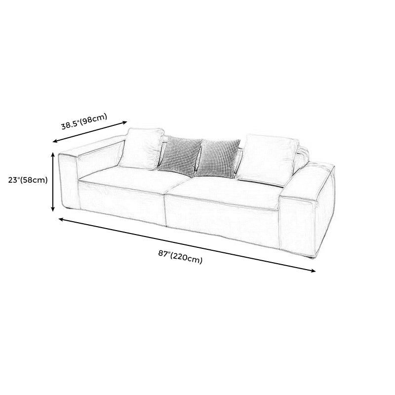 Stain-Resistant Leather Couch Square Arm Standard Settee in White