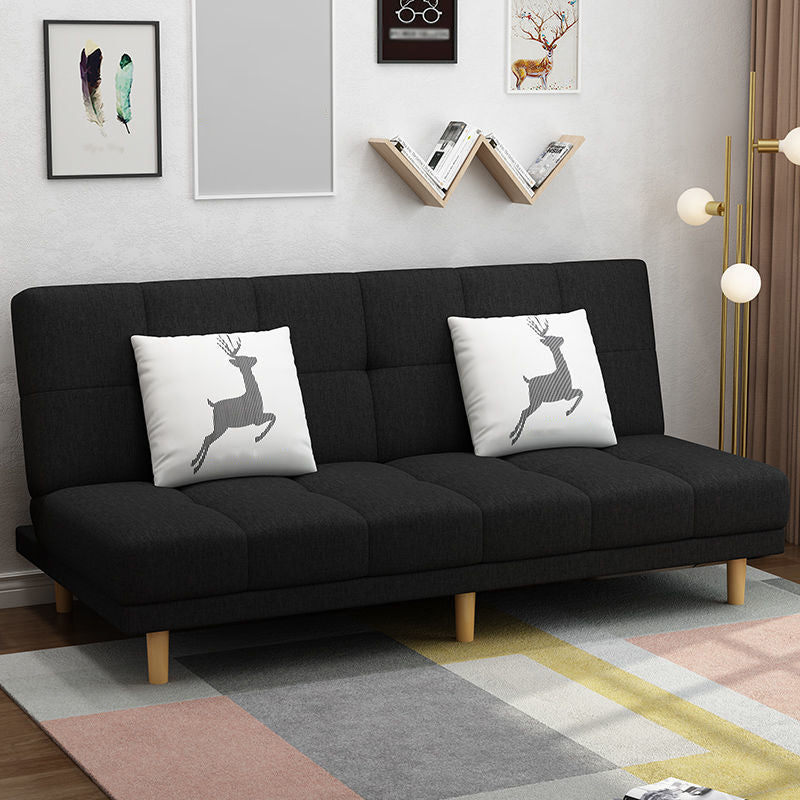 Scandinavian Biscuit Back Settee Armless Faux Leather/Cotton Blend Couch