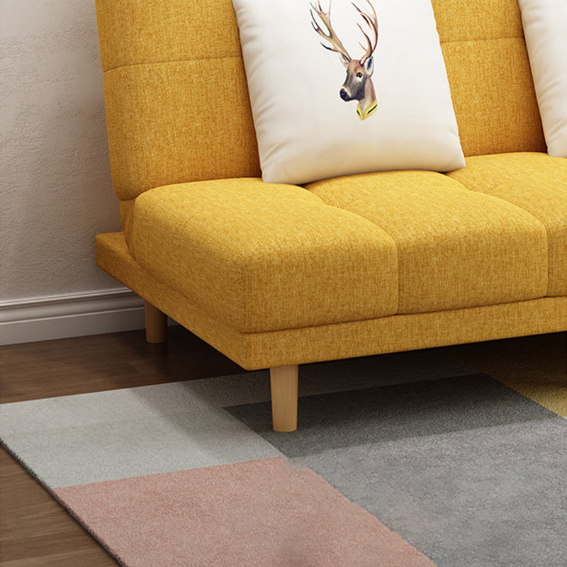Scandinavian Biscuit Back Settee Armless Faux Leather/Cotton Blend Couch