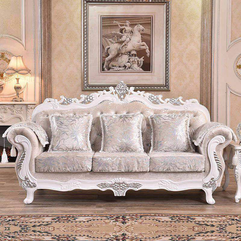 Traditional Camel Back CouchFlared Arm Settee for Three People