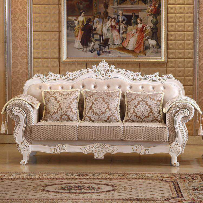 Traditional Camel Back CouchFlared Arm Settee for Three People